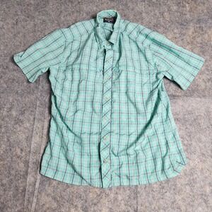Simms Fishing Products Shirt Men M Blue White Scotch Plaid Button‎ Up Gorpcore